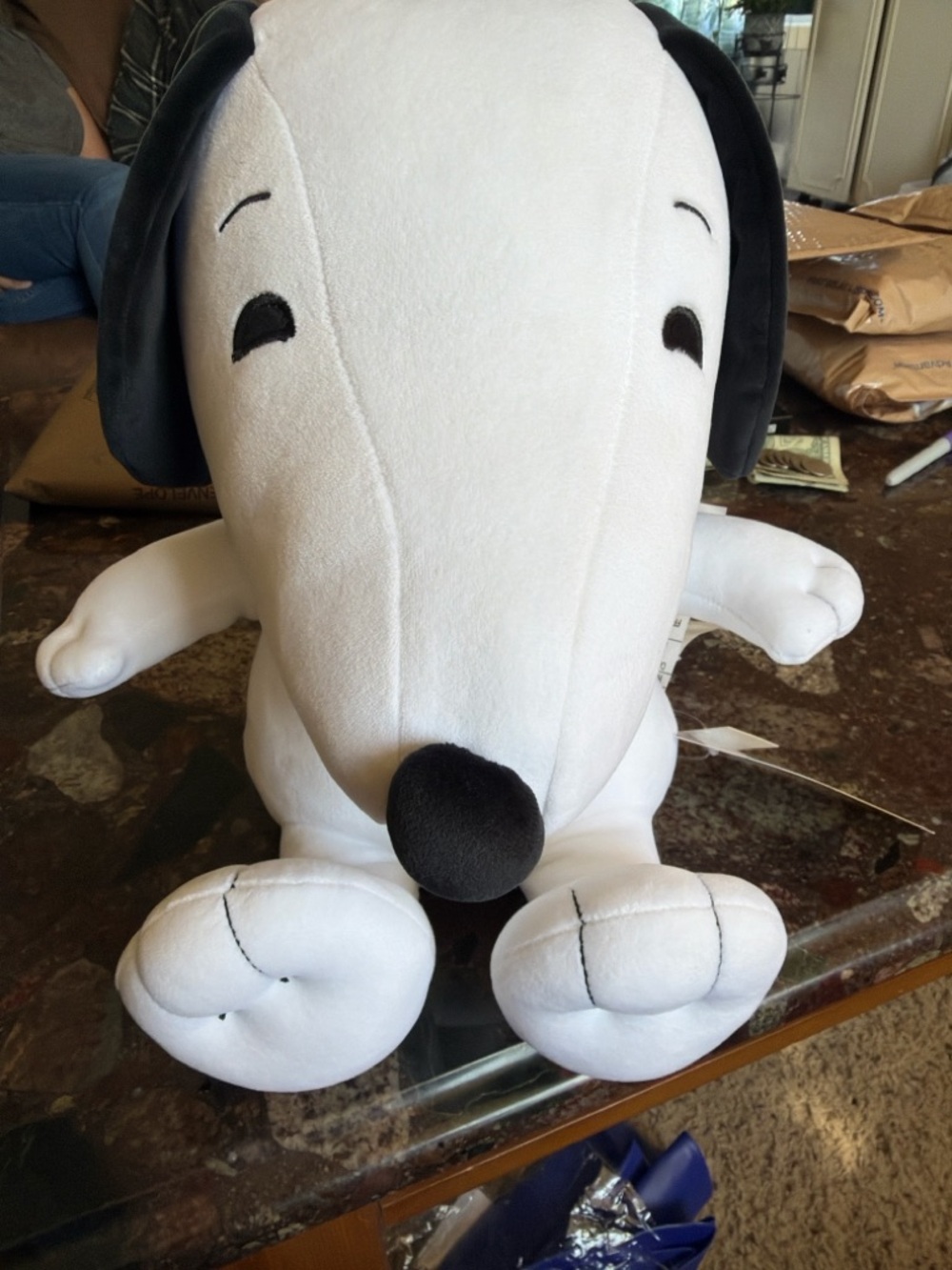 Peanuts White and Black Snoopy Plush Weighted 3lbs